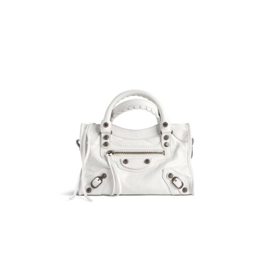 BALENCIAGA WOMEN'S LE CITY BAG MINI IN OPTIC WHITE 8063952ABEK9104 (23.8*16*6.3cm)